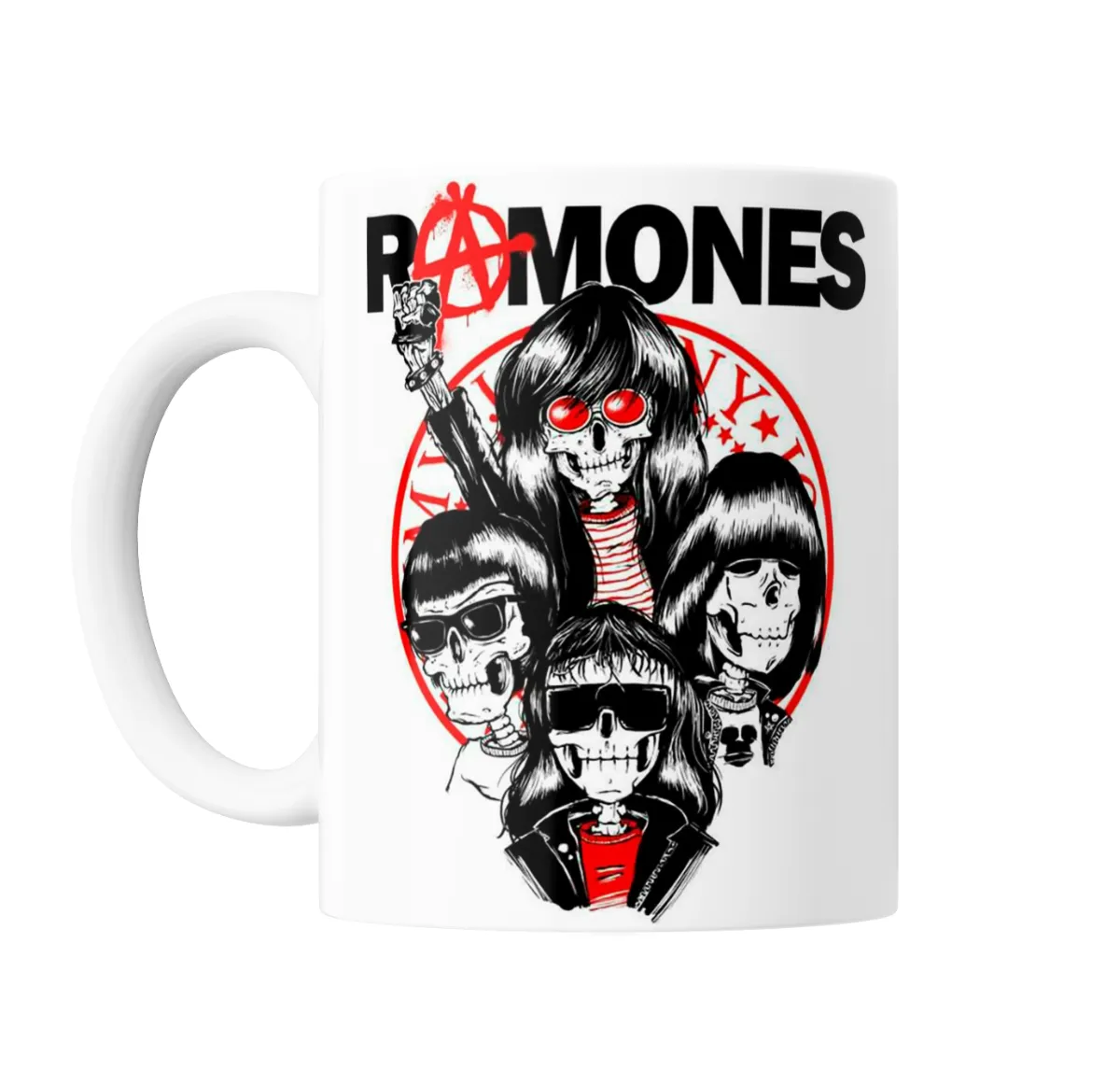 Taza de Cerámica Ramones Calaveras Logo Rojo - vista 2
