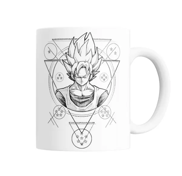 Taza de Cerámica Dragon Ball Goku Super Saiyajin Dibujo Geométrico