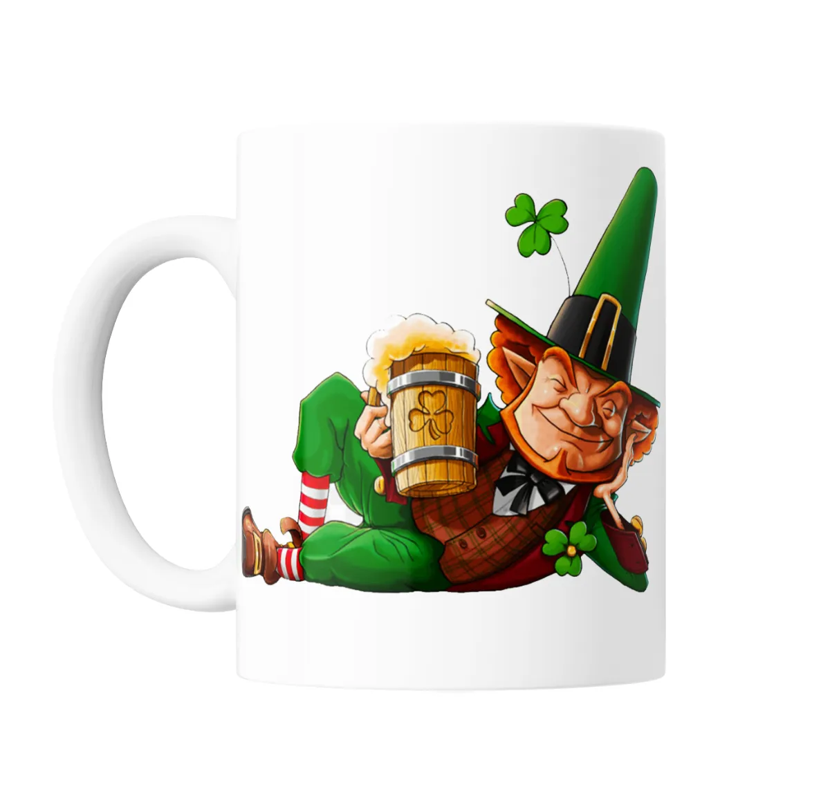 Taza de Cerámica San Patricio Duende Brindando con Cerveza - vista 2