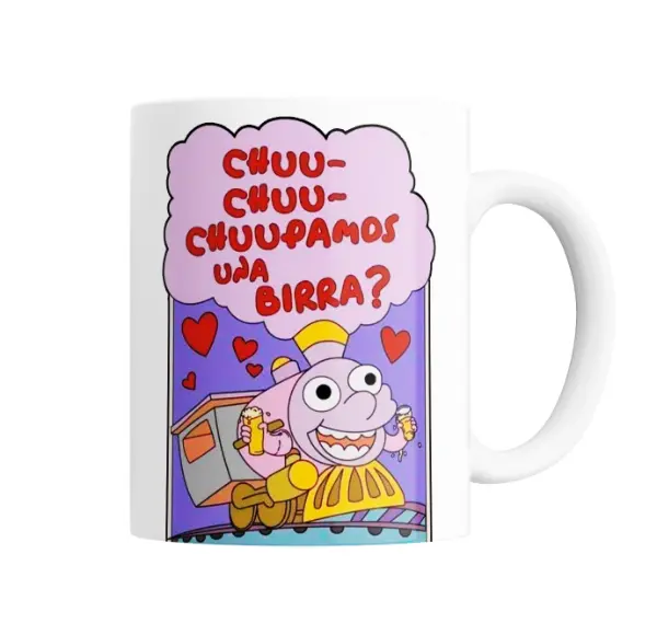 Taza de Cerámica Los Simpson Tren Chuu Chuu Chuupamos una Birra