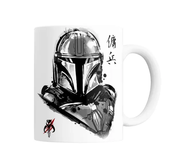 Taza de Cerámica The Mandalorian Sumi-e Estilo Japonés