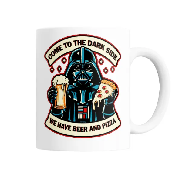 Taza de Cerámica Star Wars Darth Vader Come to the Dark Side Beer and Pizza