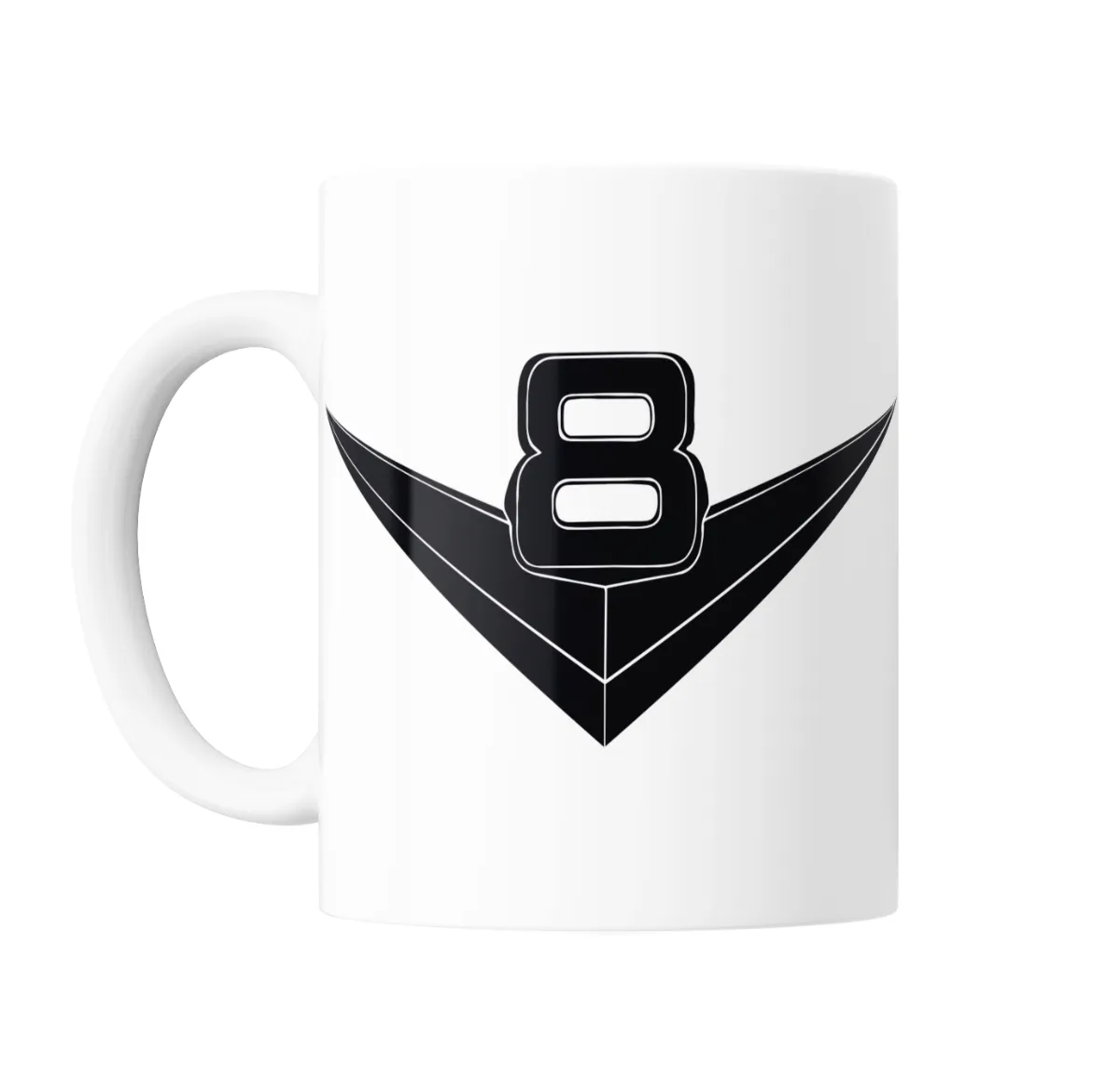 Taza de Cerámica Diseño V Negro con Número 8 - vista 2