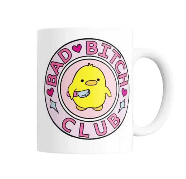 Taza de Cerámica Antisocial Bad Bitch Club Pato con Cuchillo