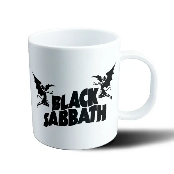Taza de Plástico Black Sabbath Logo con Figuras Aladas