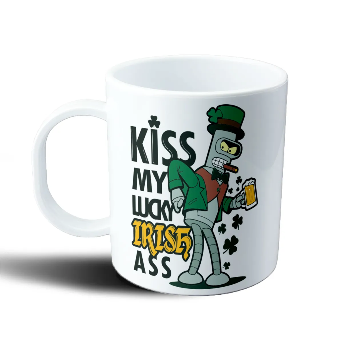 Taza de Plástico Futurama Bender San Patricio Kiss My Lucky Irish Ass - vista 2