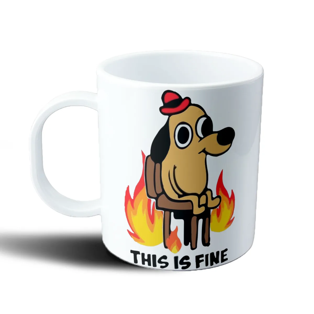 Taza de Plástico This Is Fine Perro Meme - vista 2