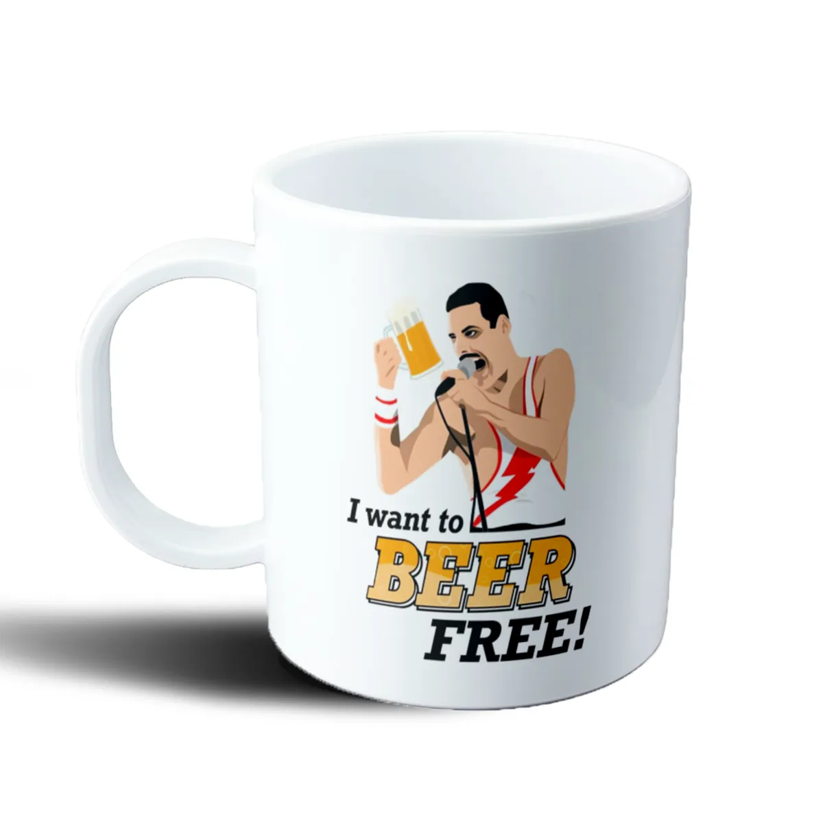 Taza de Plástico Queen Freddie Mercury I Want to Beer Free - vista 2