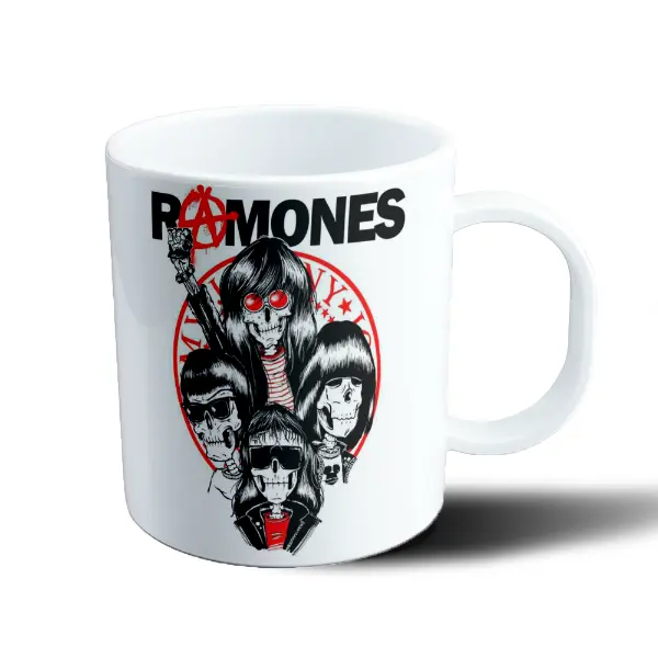 Taza de Plástico Ramones Calaveras Logo Rojo
