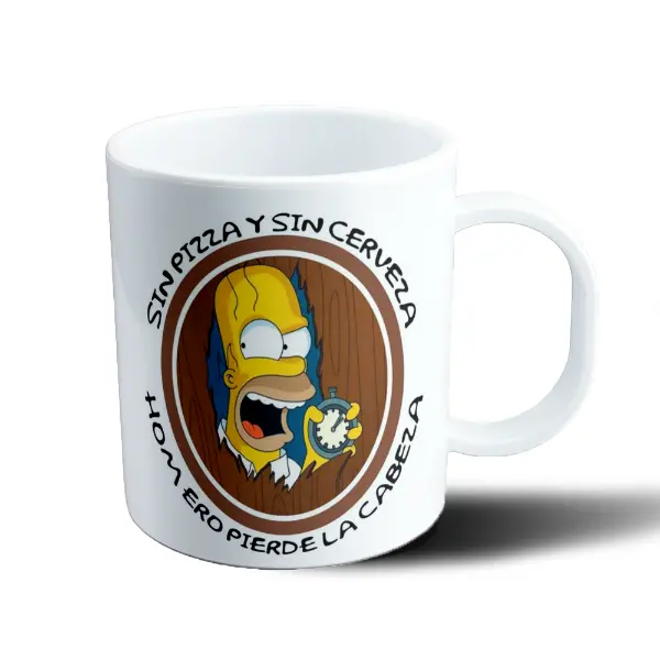 Taza de Plástico Los Simpson Homero Sin Pizza y Sin Cerveza Homer Pierde la Cabeza