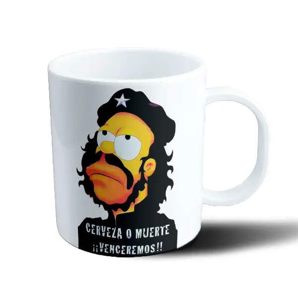 Taza de Plástico Los Simpson Homer Che Guevara Cerveza o Muerte