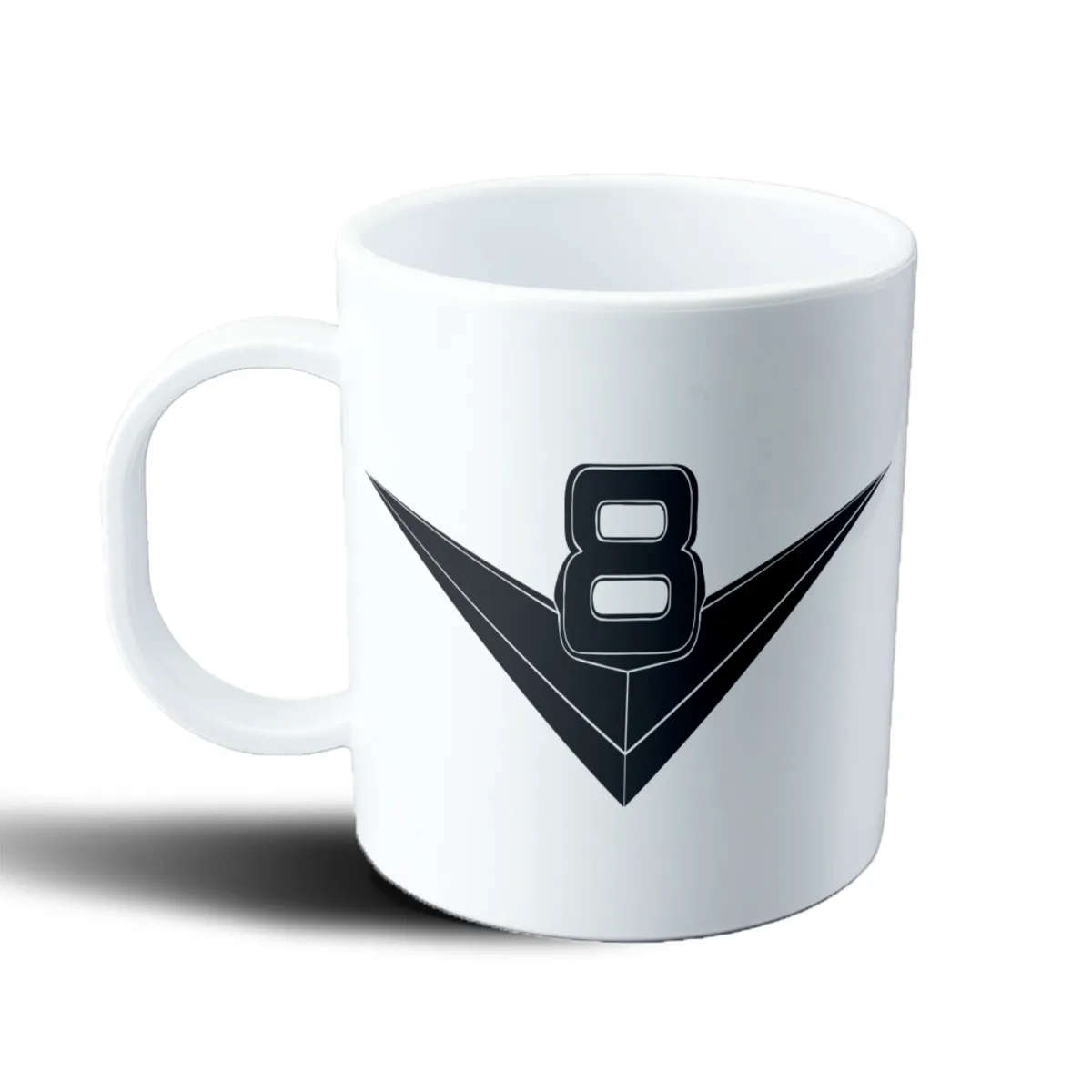 Taza de Plástico Diseño V Negro con Número 8 - vista 2
