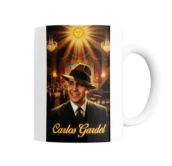 Taza de Cerámica Carlos Gardel Sombrero y Teatro