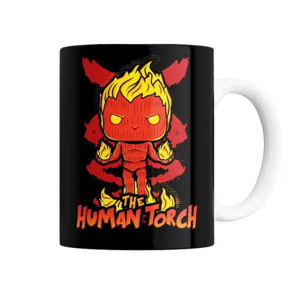 Taza de Cerámica Antorcha Humana Chibi