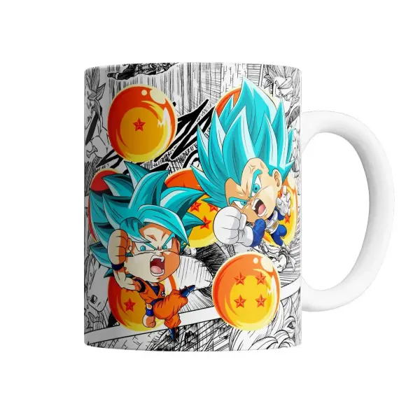 Taza de Cerámica Dragon Ball Goku y Vegeta Super Saiyajin Blue Chibi