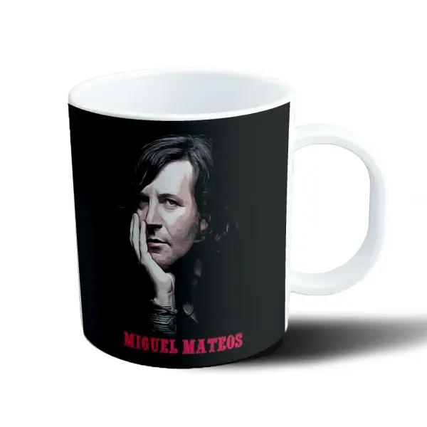 Taza de Plástico Miguel Mateos Retrato Mano en Mejilla