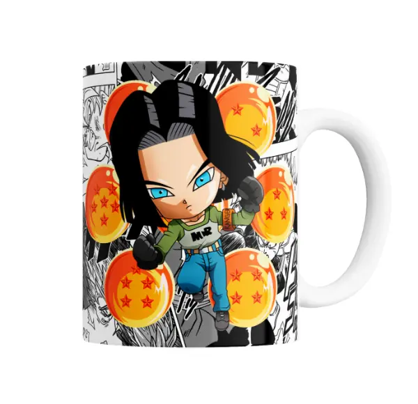 Taza de Cerámica Dragon Ball Androide 17 Chibi con Esferas