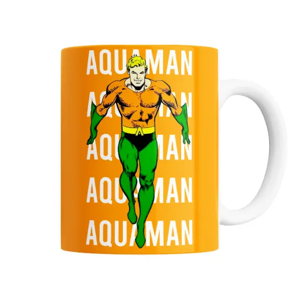 Taza de Cerámica Aquaman Clásico con Repetición del Nombre