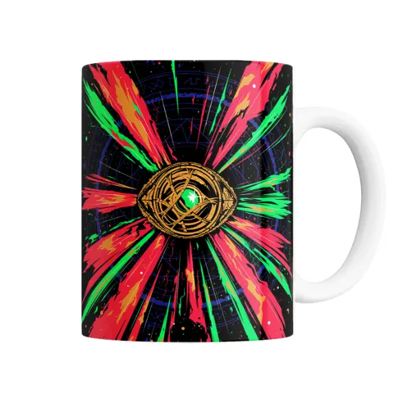 Taza de Cerámica Doctor Strange Ojo de Agamotto Colores Neón
