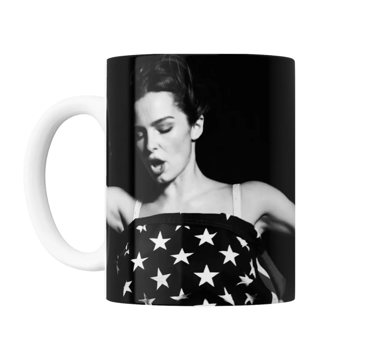 Taza de Cerámica Addison Rae Blanco y Negro Estrellas - vista 2