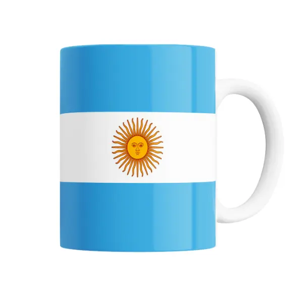 Taza de Cerámica Bandera Argentina con Sol de Mayo
