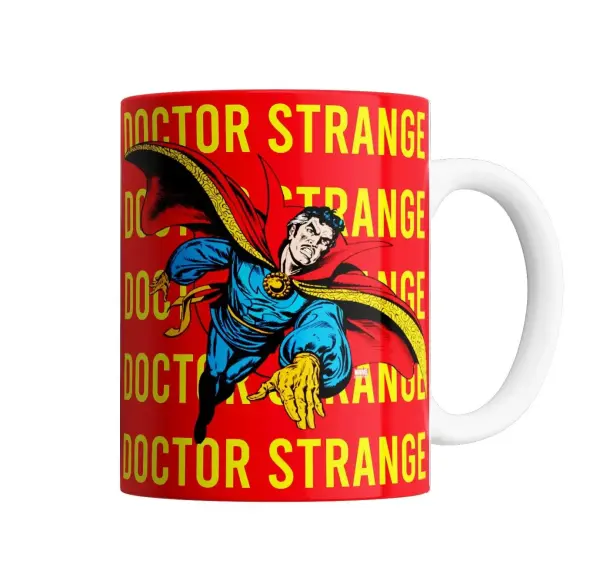 Taza de Cerámica Doctor Strange Marvel Tipografía Roja