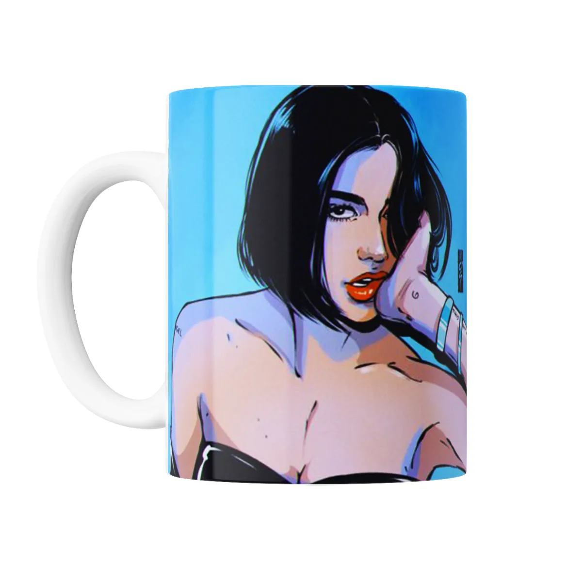 Taza de Cerámica Dua Lipa Ilustración Azul - vista 2