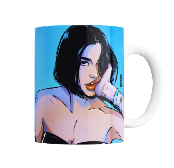 Taza de Cerámica Dua Lipa Ilustración Azul