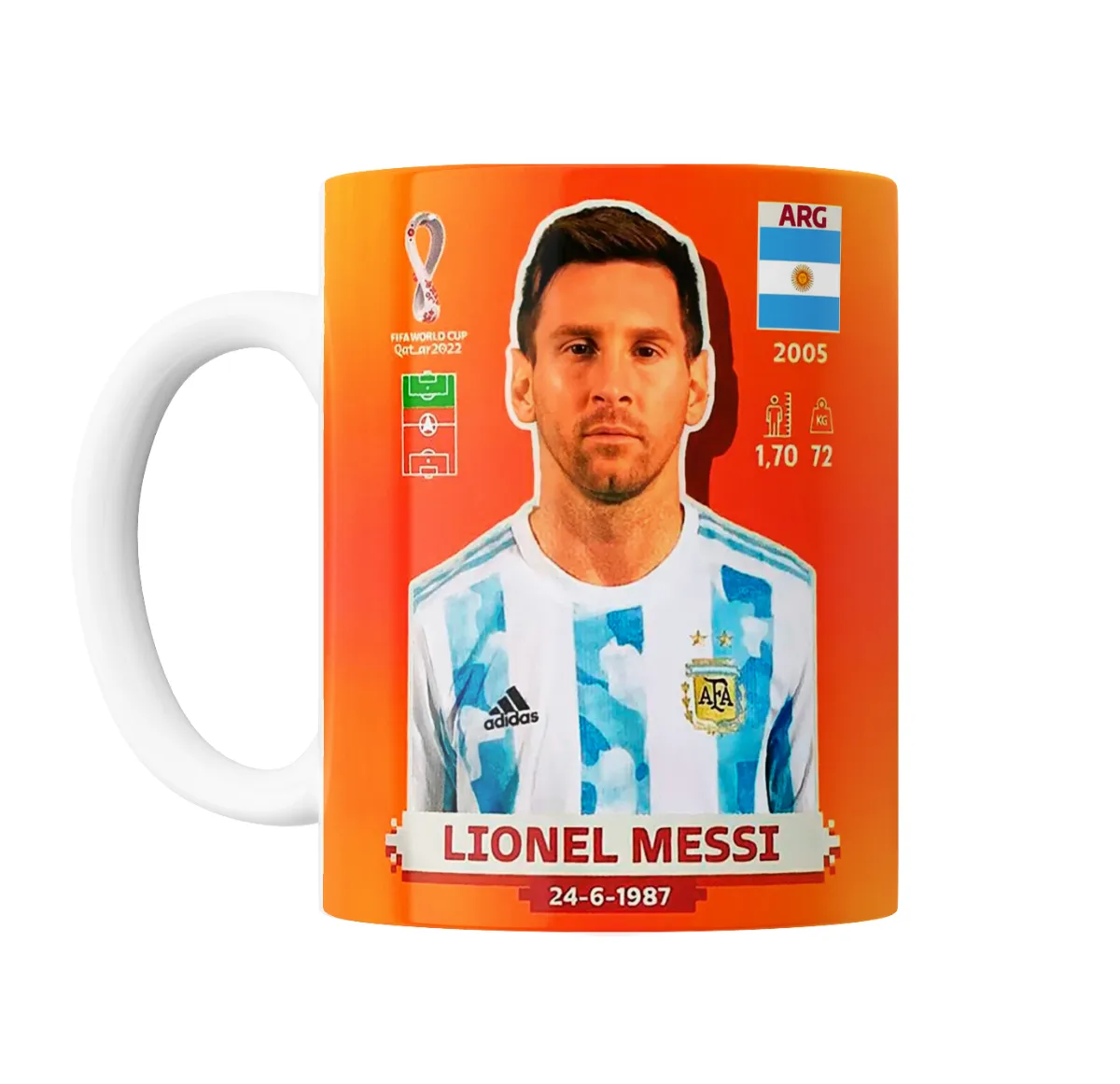 Taza de Cerámica Lionel Messi Figurita Mundial Qatar 2022 - vista 2