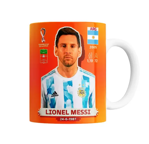 Taza de Cerámica Lionel Messi Figurita Mundial Qatar 2022