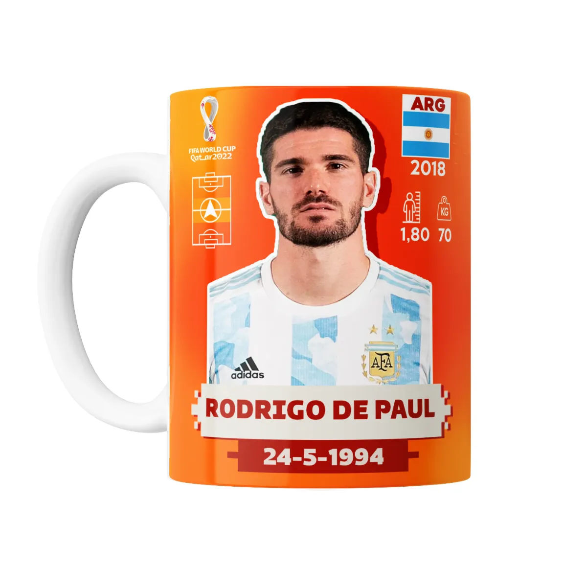 Taza de Cerámica Rodrigo De Paul Figurita Mundial Qatar 2022 - vista 2