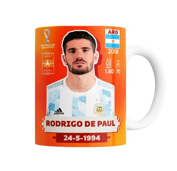 Taza de Cerámica Rodrigo De Paul Figurita Mundial Qatar 2022