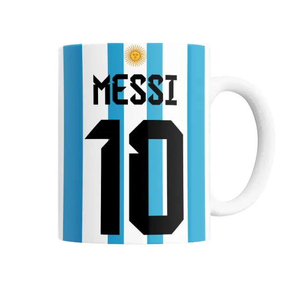 Taza de Cerámica Argentina Messi 10 Camiseta Mundial Qatar