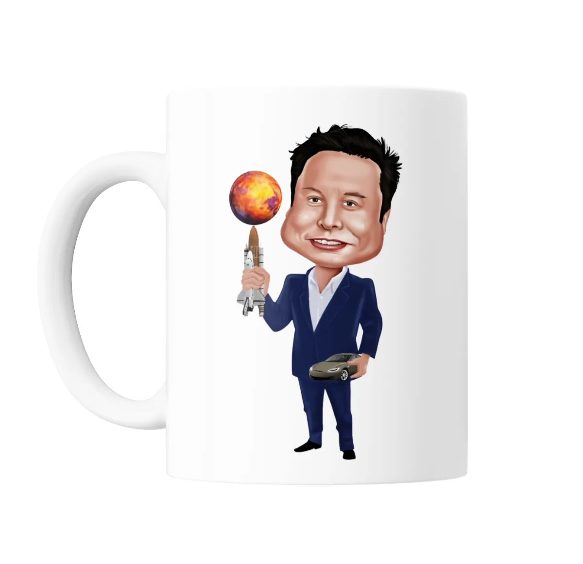 Taza de Cerámica Elon Musk Caricatura Marte Cohete Tesla - vista 2