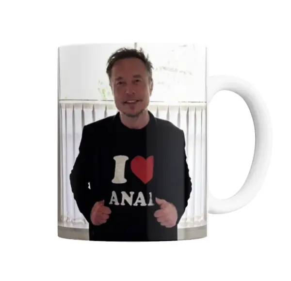 Taza de Cerámica Elon Musk Meme Remera con Corazón