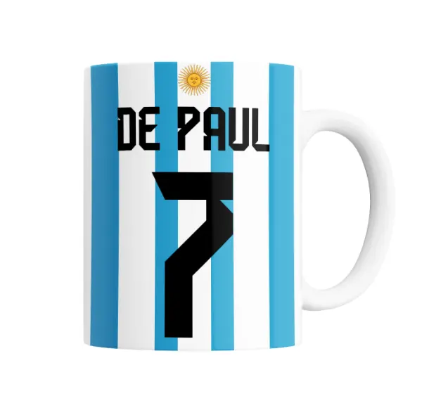 Taza de Cerámica Argentina Rodrigo De Paul 7 Mundial Qatar