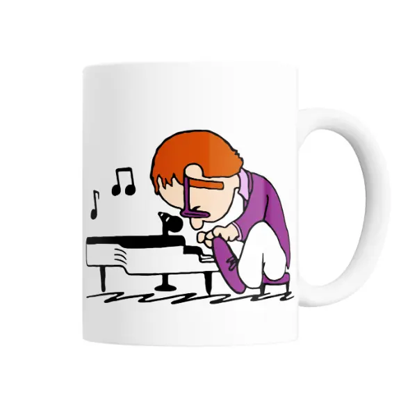 Taza de Cerámica Elton John Gafas Naranjas Ilustrado