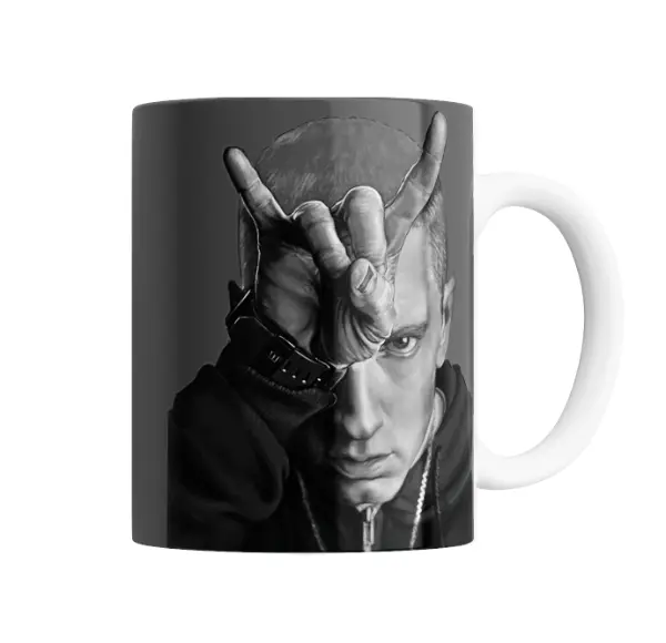 Taza de Cerámica Eminem Retrato en Blanco y Negro