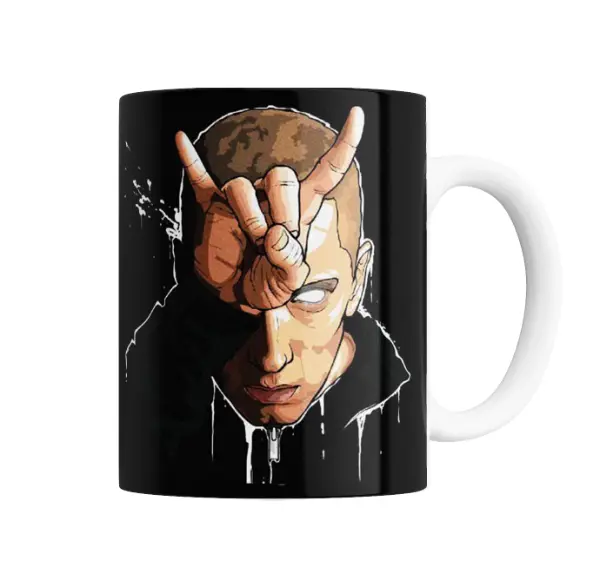 Taza de Cerámica Eminem Mano en Ojo Ilustración