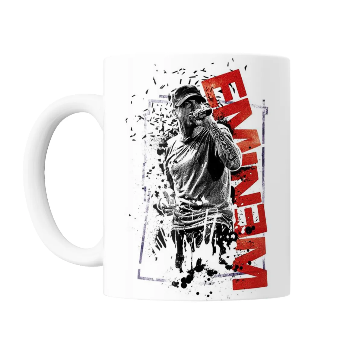 Taza de Cerámica Eminem Rapero con Micrófono y Logo Rojo - vista 2