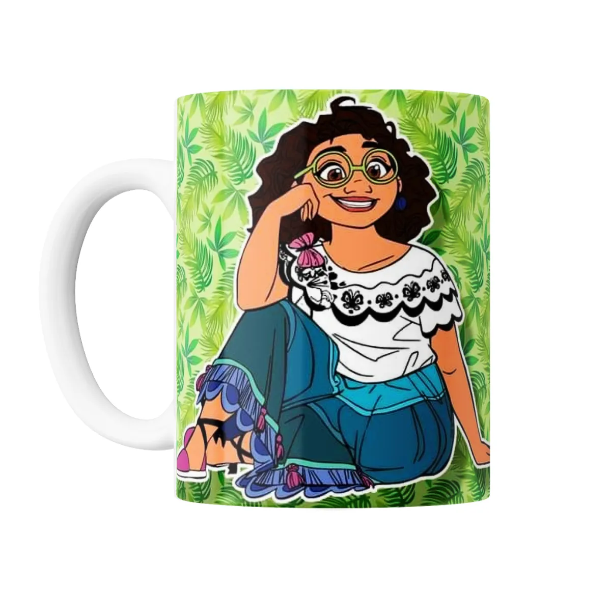 Taza de Cerámica Encanto Mirabel con Lentes sobre Fondo Tropical - vista 2