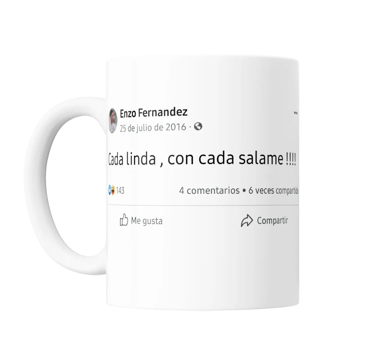 Taza de Cerámica Enzo Fernández Post Cada Linda con Cada Salame - vista 2