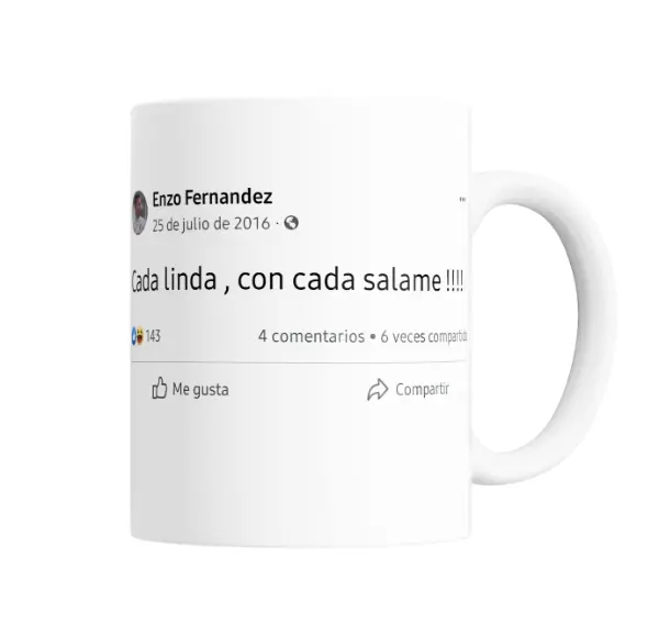 Taza de Cerámica Enzo Fernández Post Cada Linda con Cada Salame