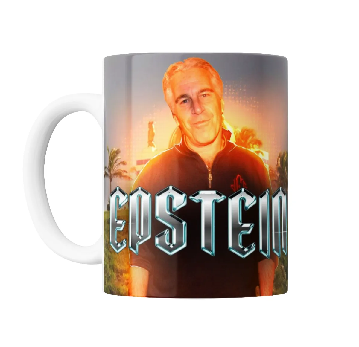 Taza de Cerámica Jeffrey Epstein Meme Bizarro - vista 2