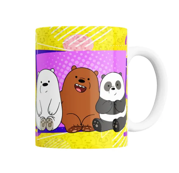 Taza de Cerámica Osos Escandalosos Oso Blanco Oso Pardo y Panda