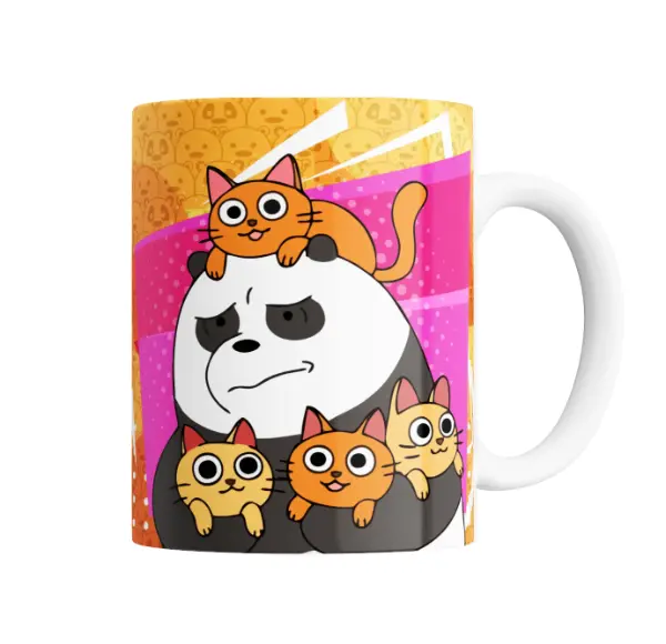 Taza de Cerámica Osos Escandalosos Panda con Gatos