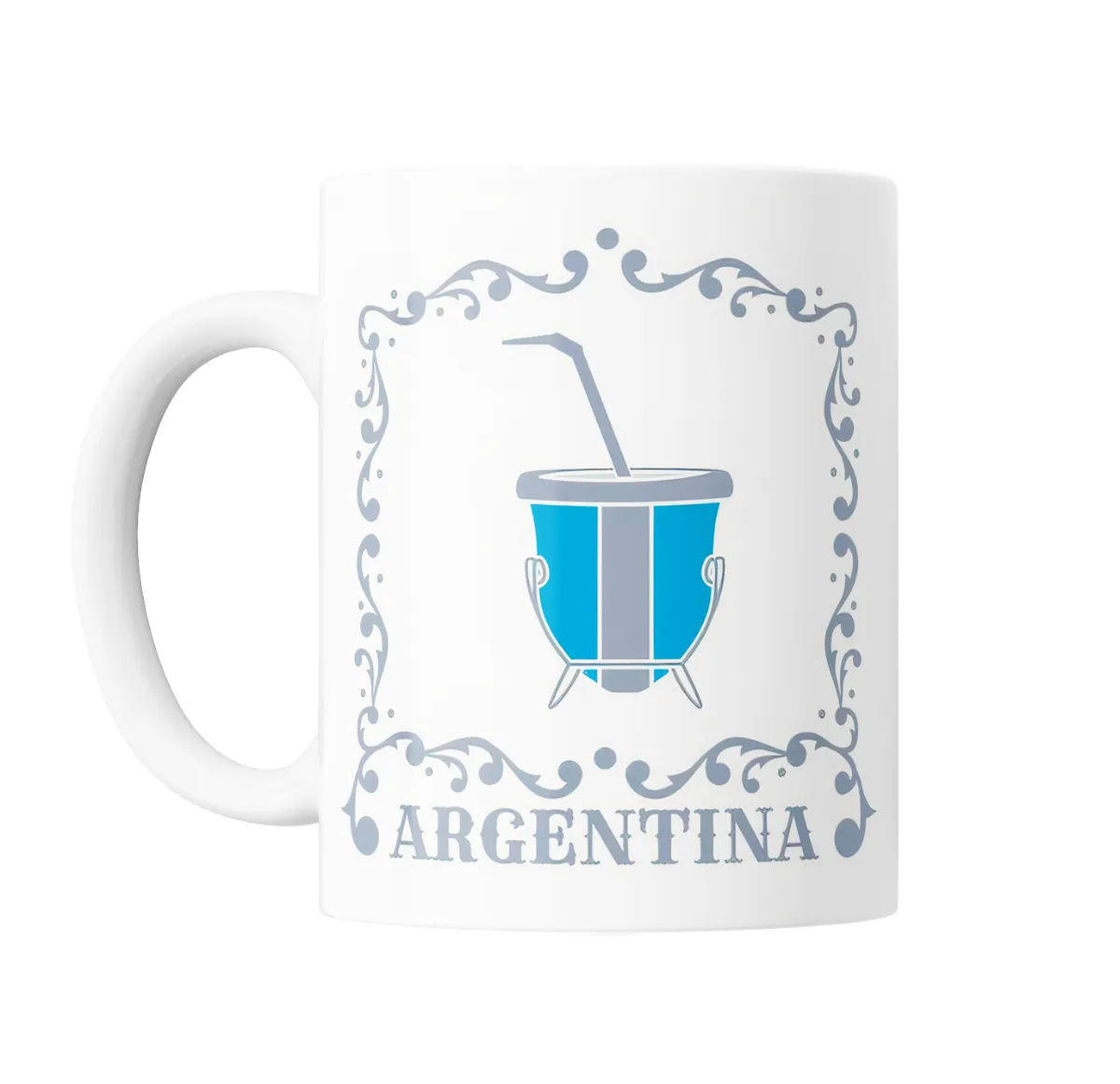 Taza de Cerámica Argentina Mate Bandera Celeste y Blanca - vista 2