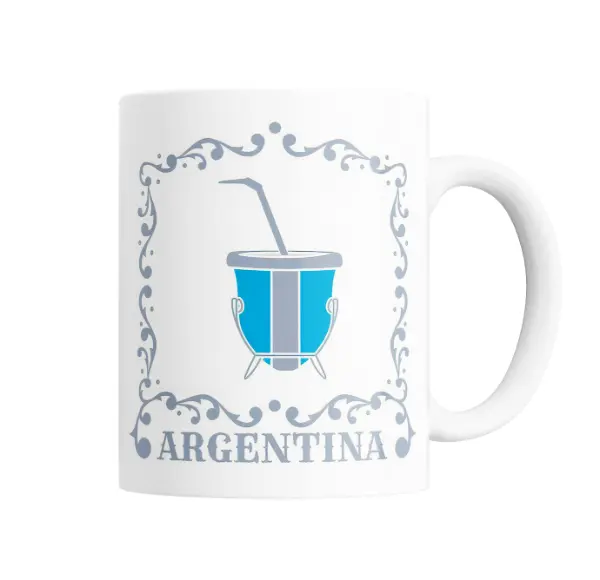 Taza de Cerámica Argentina Mate Bandera Celeste y Blanca