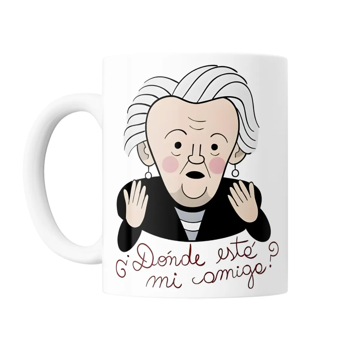 Taza de Cerámica Esperando La Carroza ¿Dónde esté mi amiga? - vista 2