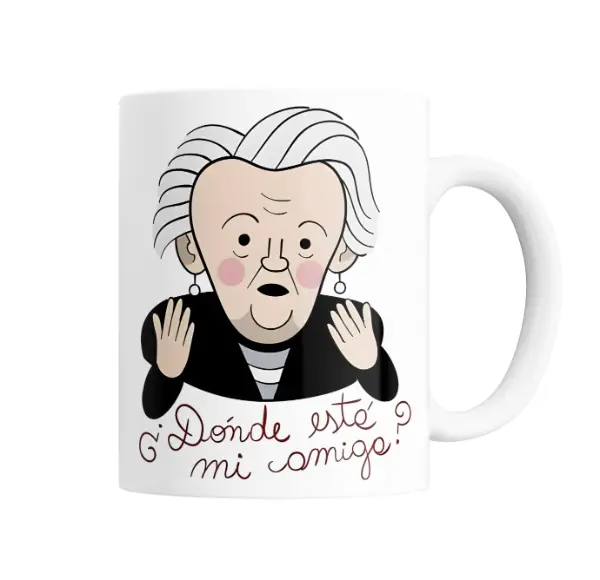 Taza de Cerámica Esperando La Carroza ¿Dónde esté mi amiga?